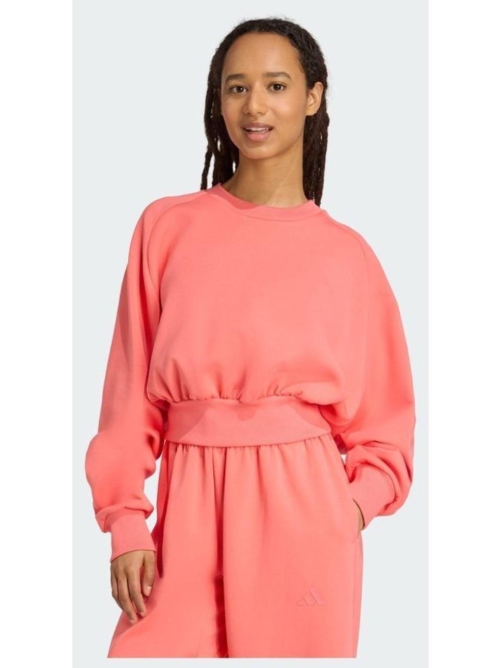 Women’s Adidas ALL SZN Soft Lux Loose Sweatshirt - Color: Coral - Size: XL